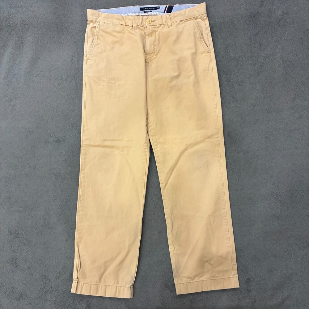 Tommy Hilfiger Tan Regular Straight Fit Cotton Twill Chinos Pants Men's Sz 36x32